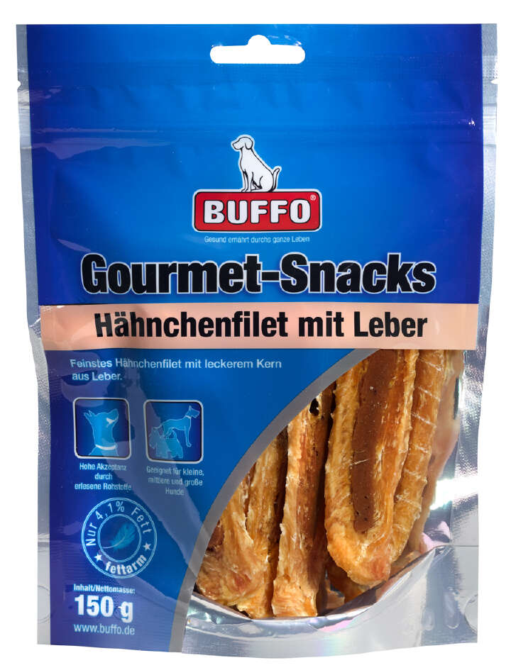 BUFFO Hundeleckerli Gourmet-Snacks Hähnchenfilet mit Leber